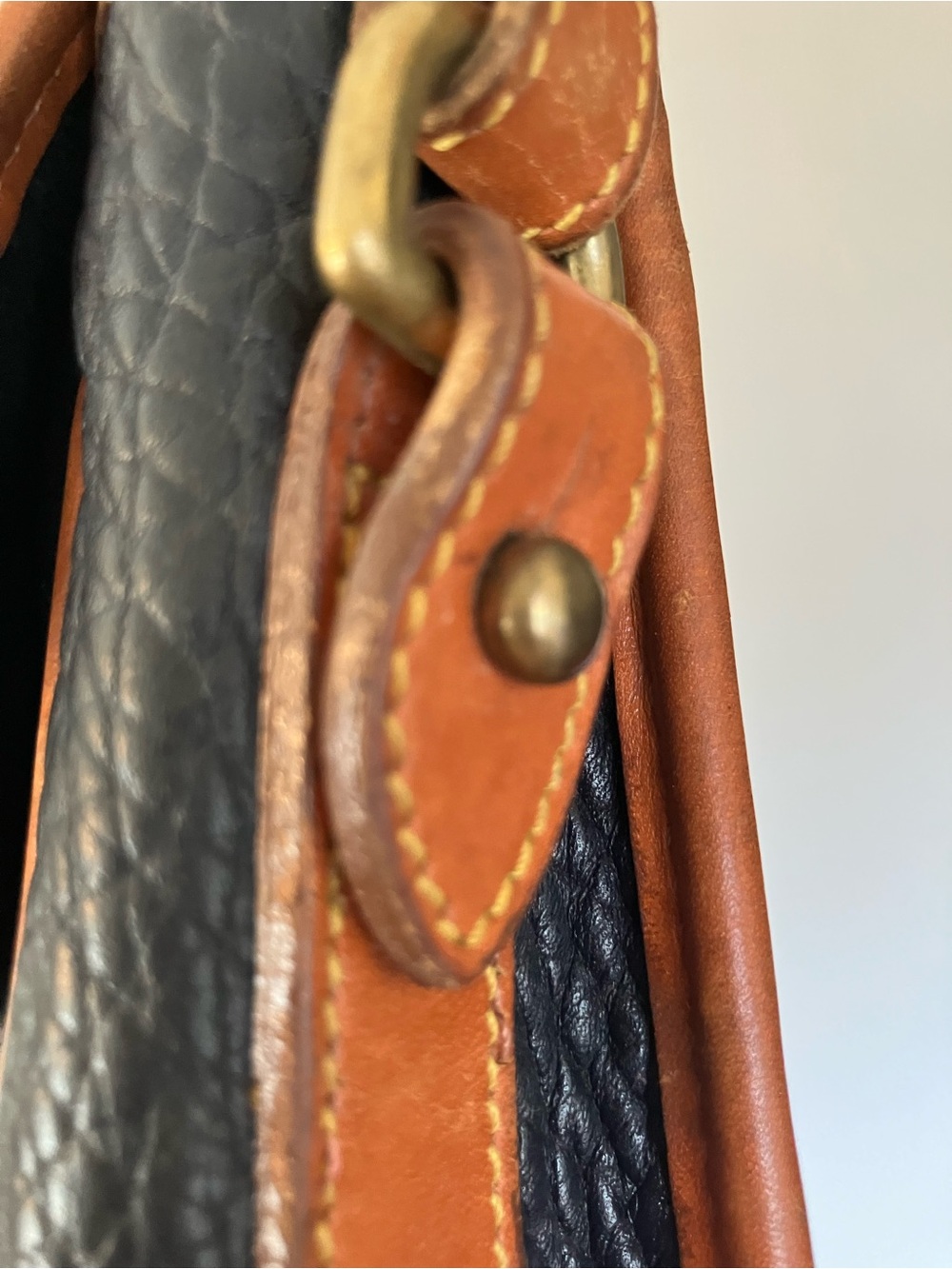 Dooney & Bourke Navy Pebble Leather Crossbody with English Tan Trim - Picture 5 of 11